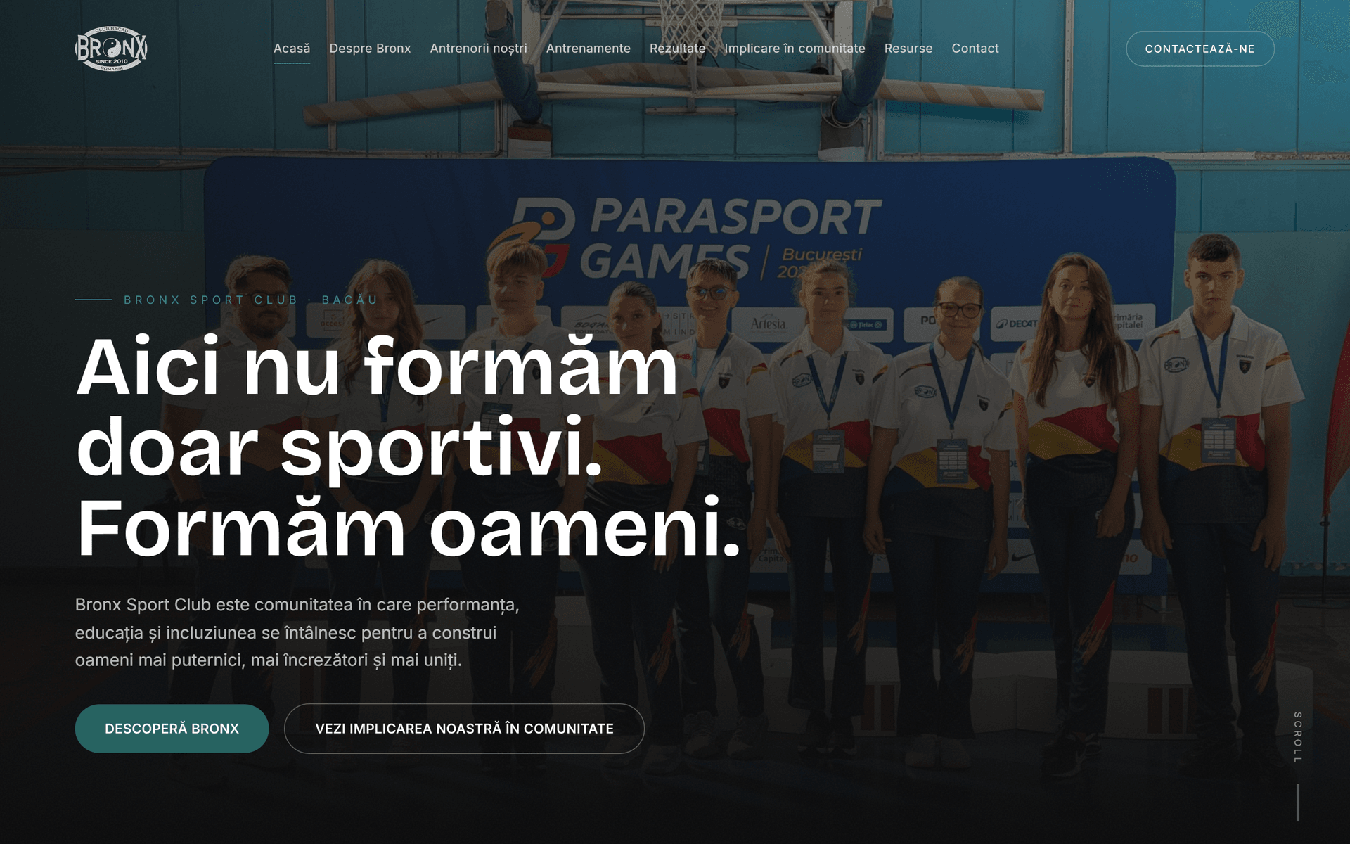 Bronx Sport Club — pagina principală, versiunea desktop