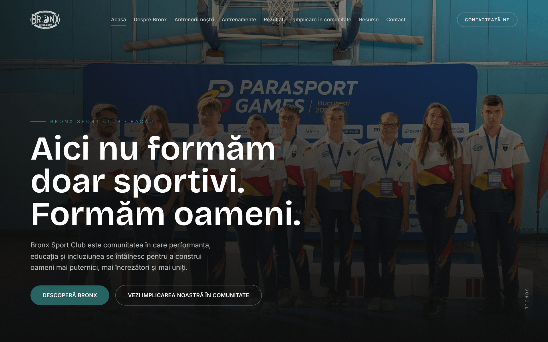 Bronx Sport Club — pagina principală, versiunea desktop