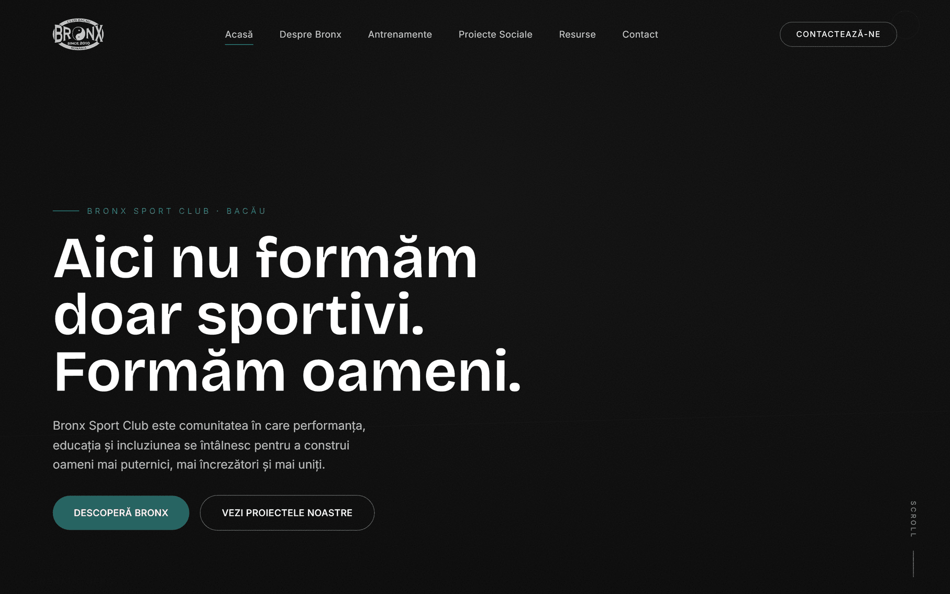 Bronx Sport Club — pagina principală, versiunea desktop